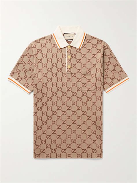 mens-gucci-polo-shirt-brown-with-diamante-print|gucci t shirts for men.